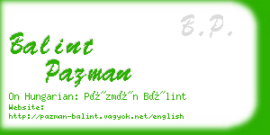 balint pazman business card